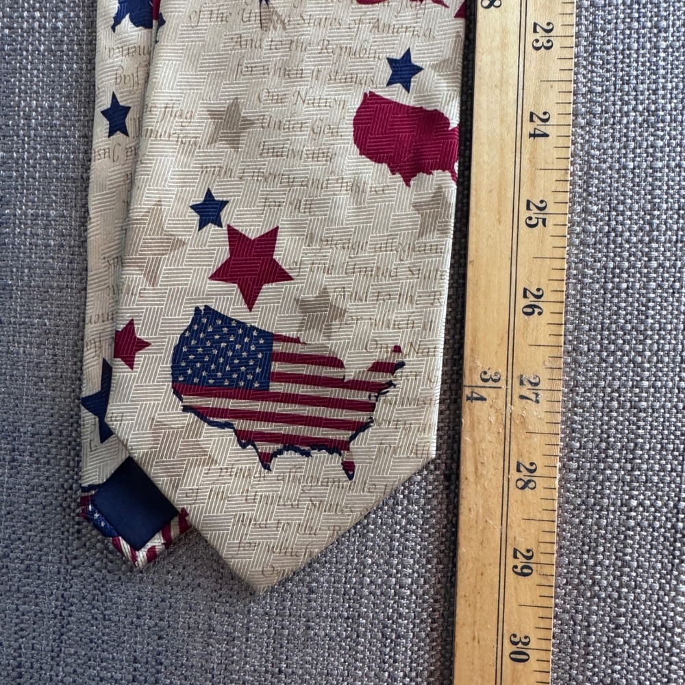Mad House Marketing Allegiance USA Flag Pledge of Allegiance Silk Tie Tan 700701 - Picture 5 of 10